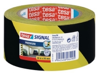 Advarselstape Tesa Premium, 50 mm x 66 m, gul/sort