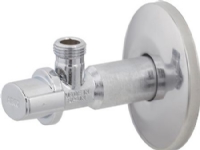 BROEN Arcofix stopventil lang model nippel/nippel 1/2 X 3/8 i krom med Ø70 mm roset. Leveres uden omløber til 10 mm kobberrør #744524033