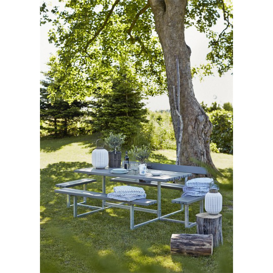 Plus Basic Bord/Bænke-sæt m/1 ryglæn+2 påbygninger gråbrun 185814-18