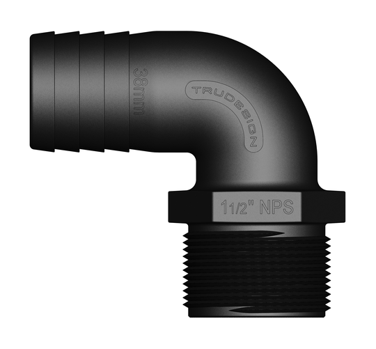 Tru-design Slangekobling 1 1/2 38mm 90gr Sort Komposit