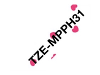 Brother TZe-MPPH31 sort på pink hjerter 12mm x 4m