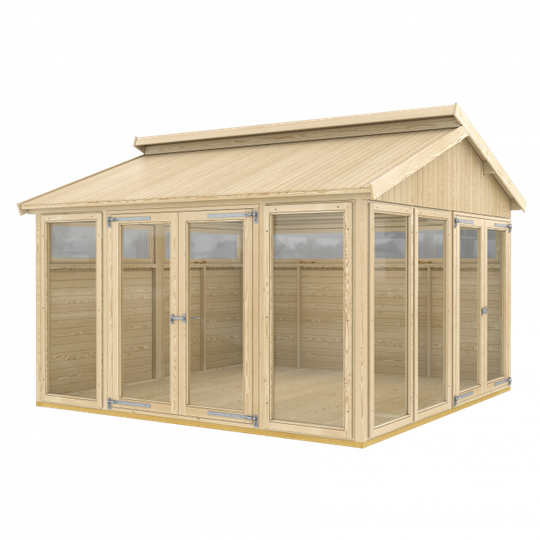 Plus Multi Pavillon m/4 vinduer, 4 træelementer, 2 dobbeltdøre og gulv - ekskl. tagpap - 4835-81