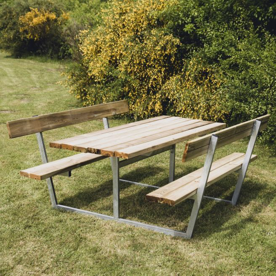 HORTUS Bord-/bænksæt "FREJA" trykimprægneret og galvaniseret stel med ryg L: 175 x B: 180 cm - 801-086
