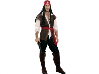 Deluxe Pirat-kostume (Trøje, vest, bukser, bandana, stofstøvler og bælte) - X-Large