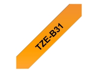 Brother TZe-B31 - Sort på fluorescerende orange - Rulle (1,2 cm x 5 m) 1 kassette(r) lamineret bånd - for Brother PT-D210, D600, H110 P-Touch PT-100