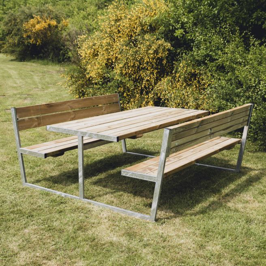 HORTUS Bord-/bænksæt "BALDER" trykimprægneret og galvaniseret stel med ryg L: 180 x B: 205 cm - 801-088