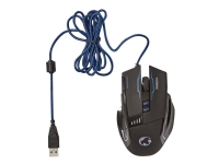 Nedis Gaming Xyawul - Mus - ergonomisk - højrehåndet - optisk - 8 knapper - kabling - USB - sort