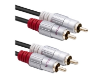 Qoltec - Audiokabel - RCA x 2 han til RCA x 2 han - 50 cm - sort