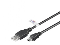 Goobay USB MINI-B 5-pin 180 Cert 1.8m, 1,8 m, Mini-USB B, USB A, Sort