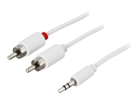 DELTACO - Audiokabel - RCA han til stereo mini-jackstik han - 10 m - hvid