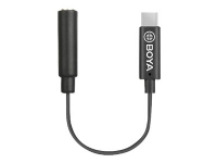 BOYA BY-K4 - USB-C til hovedtelefon jackstikadapter - stereo mini-jackstik hun til USB-C han - 6 cm - sort