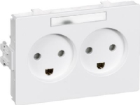 LAURITZ KNUDSEN CLIC'LINE® stikkontakt dobbelt vandret 2-pol med jord hvid.