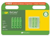 GP ReCyko - 4+2 stk. AAA - 650mAh - Genopladelige batterier - Inkl. batteriboks