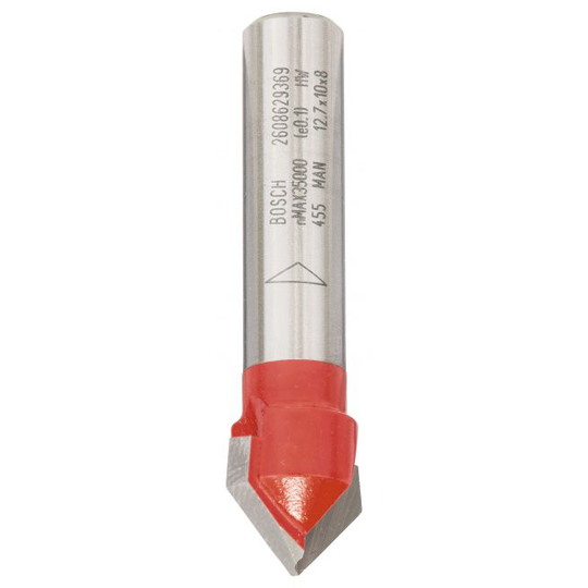 Bosch V-notfræser 12,7mm Sk8 L44,5mm Hm - 2608629369