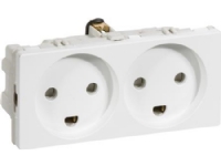 LAURITZ KNUDSEN FUGA® dobbelt stikkontakt stikkontakt hvid, 2 modul vandret, 2-pol med jord. 16A 250V.