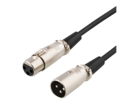 DELTACO - Forlængerkabel til audio - XLR3 hun til XLR3 han - 3 m - sort