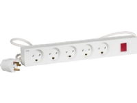LAURITZ KNUDSEN Stikkontaktdåse type 80 5 runde med jord EDB og glimlampe 1,5 m ledning 10A 250V hvid