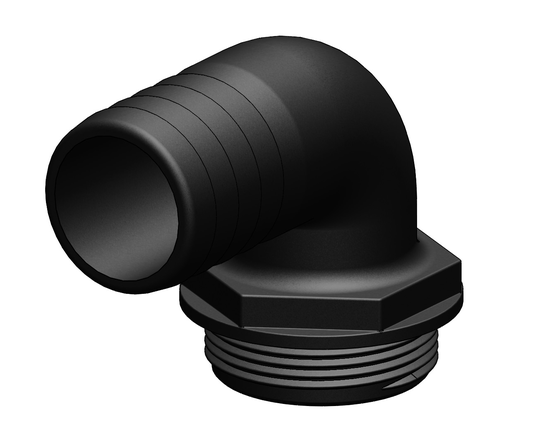 Tru-design Slangestuds til y-ventil 38 mm 90gr Sort Komposit