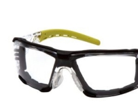 Pyramex sikkerhedsbrille klar - Fyxate Foam, grå/lime, aftageligt elastikbånd