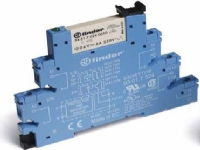 FINDER Relæ smalt 6,2 mm komplet med sokkel og relæ, 1CO, 6A (AgNi), 230V AC spolespænding. Skrueterminaler