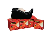 Scotch® C60 tapedispenser sort + 10 æsker Scotch® Crystal tape 19 mm x 33 m