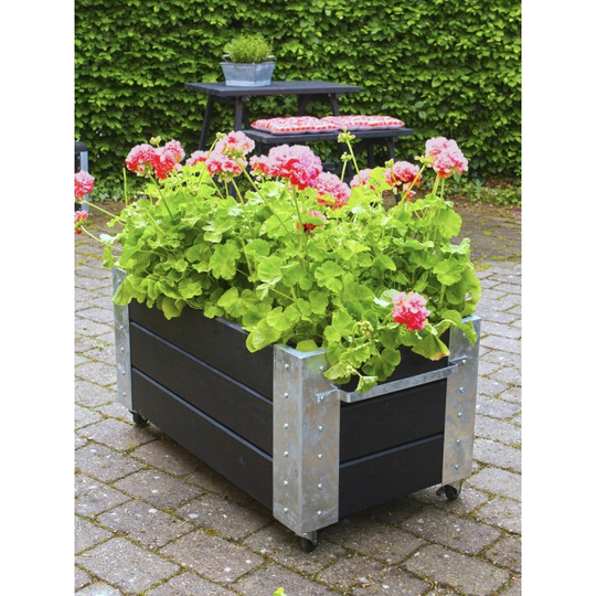 Plus Cubic blomsterkasse 87x50x45cm m/hjul sort 18238-15