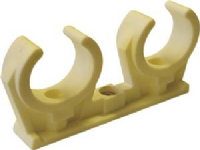 WALRAVEN Tryk rørbøjle dobbel 10 mm, hvid plast, M6 messing gevind