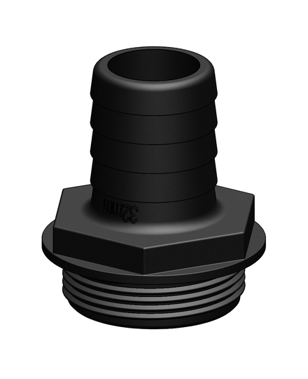 Tru-design Slangestuds til y-ventil 32 mm Sort Komposit