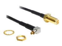 Delock Adapter MC-Card Plug 90° > RP-SMA Jack - Antenneadapter - RP-SMA hun til MC-Card stik han - 10 cm - sort