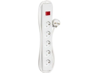 LAURITZ KNUDSEN Stikkontaktdåse type 80 5 runde med jord, afbryder og glimlampe 1,5 m ledning 10A 250V hvid