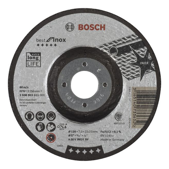 Bosch Skruppeskive A30v Inox125x7,0mm - 2608603511