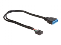 Delock - USB internt kabel - 9 pins USB samlekasse (hun) til 19 pin USB 3.0 samlekasse (han) - 30 cm - sort