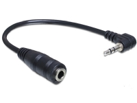 Delock - Lyd adapter - stereomikrostik han til stereo mini-jackstik hun - 14 cm - sort - vinklet stikforbindelse