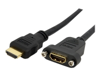 StarTech.com 3ft HDMI Female to Male Adapter, 4K High Speed Panel Mount HDMI Cable, 4K 30Hz UHD HDMI, 10.2 Gbps Bandwdith, 4K HDMI 1.4 Video, HDCP 1.