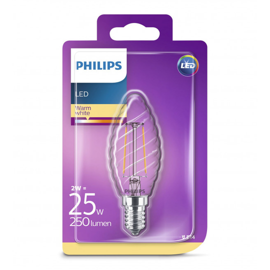 Philips LEDClassic Filament 25W krystal E14 varm hvid klar ikke dæmpbar 1 stk - 8718696573891