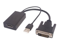MicroConnect - DisplayPort / DVI adapter - dobbeltlink - DVI-D (han) til USB, DisplayPort - DisplayPort 1.2 - 15 cm - 1080p support - sort
