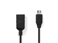 Nedis CCGP60515BK02, 0,2 m, USB A, Micro-USB B, USB 2.0, 480 Mbit/s, Sort