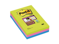 Post-it® Super Sticky Large Notes, regnbuefarver, 3 linj. blokke, 101mm x 152mm