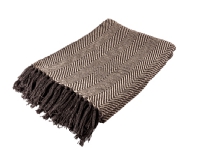 Bomullspläd Fishbone Dark - 130x160cm - Bomuld 100 % - grey/natural