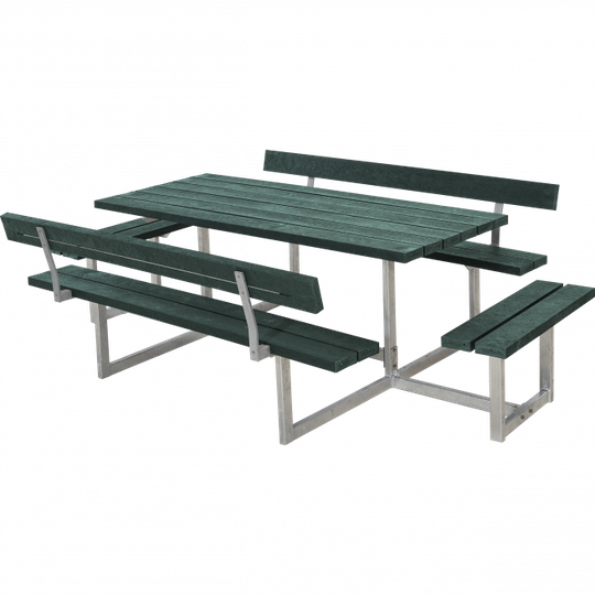 Plus Basic Bord/Bænkesæt m/2 ryglæn og 2 påbygninger - 260 cm - ReTex - Grøn - 185815-31