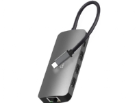 Media-Tech - USB-C Hub Pro - 8in1 (USB A 3.0, USB-C, HDMI - 4K, RJ45 Gigabit LAN, MicroSD- og SD kort-læser)
