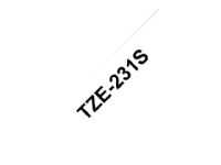 Brother TZe-231S - Sort på hvid - Rulle (1,2 cm x 4 m) 1 kassette(r) lamineret bånd - for Brother PT-D210, D600, H110 P-Touch PT-1880, E800, H110, P