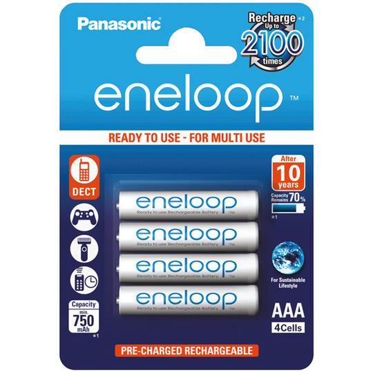 Panasonic Eneloop aaa Genopladelige Batterier 750mah 4stk