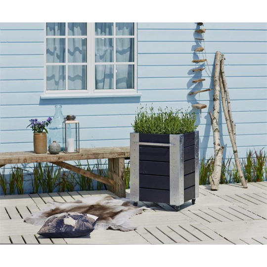 Plus Cubic blomsterkasse 46x50x70cm m/hjul sort 18243-15