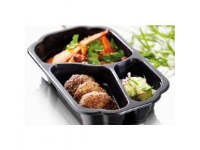 Bakke 3-rum Take Away 1/4 GN 250x159x48 mm MIN PP Sort,246 stk/krt