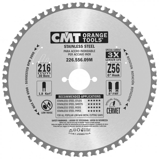 CMT Klinge 216x1,8x30 Z56 Rustfrit - 226.556.09M