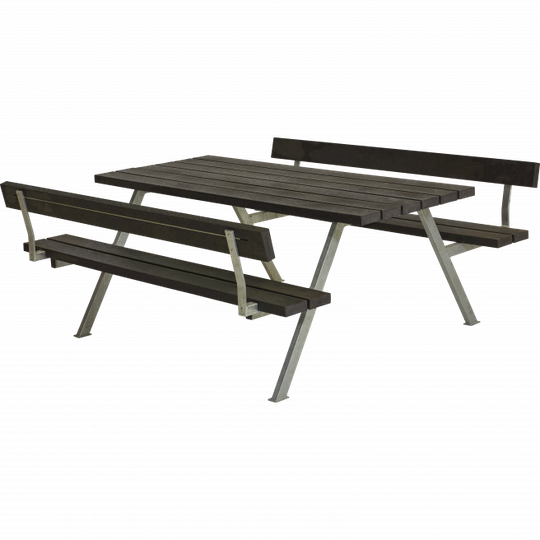 Plus Alpha Bord/Bænkesæt m/2 ryglæn - 177 cm - ReTex - Sort - 187612-35