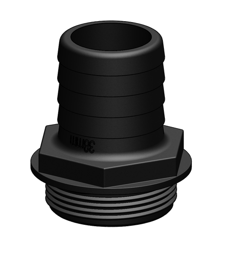 Tru-design Slangestuds til y-ventil 38 mm Sort Komposit