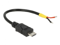 Delock USB 2.0 Micro-B male > 2 x open wires - Strømkabel - Micro-USB Type B (kun strøm) (han) til uisoleret ledning - 10 cm - sort
