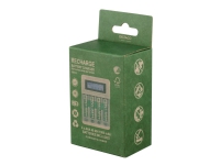DELTACO - 4-6 timer batterioplader - (for 4xAA/AAA) + batteri 4 x AAA - hvid